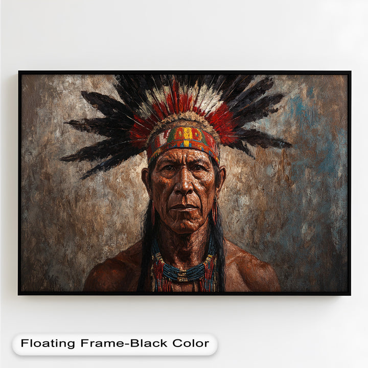 Echo of the Ancestors – Native Warrior Portrait Oil Painting