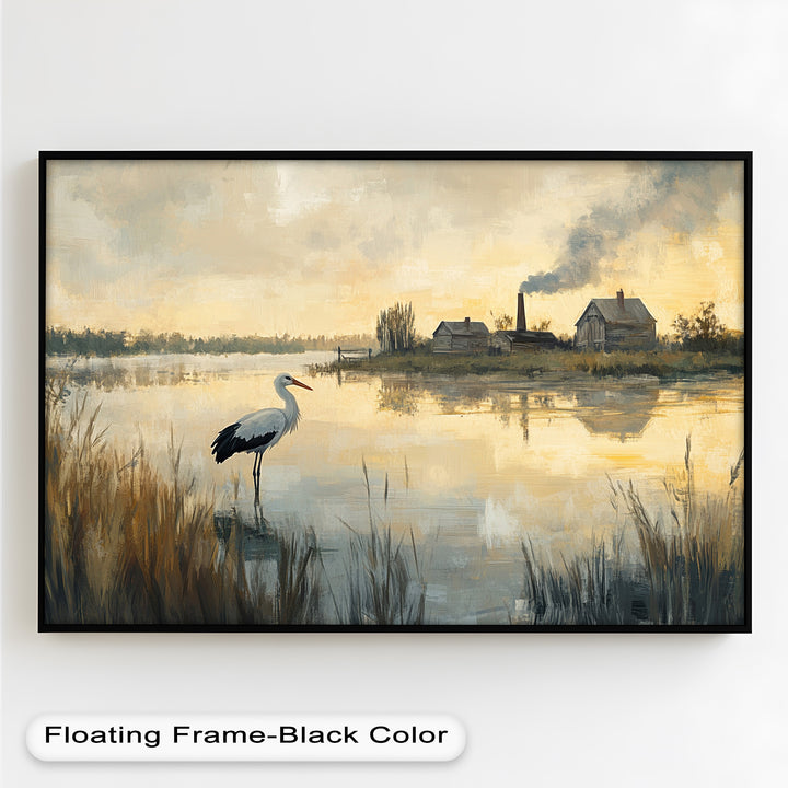 Stork at Dusk – Animal Oil Painting