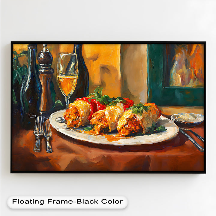 Gefüllte Paprika und Wein – Gourmet-Essszene Food Painting