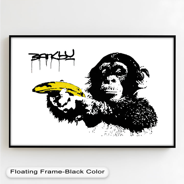 Monkey with Banana Gun – Satirical Banksy Oil Painting