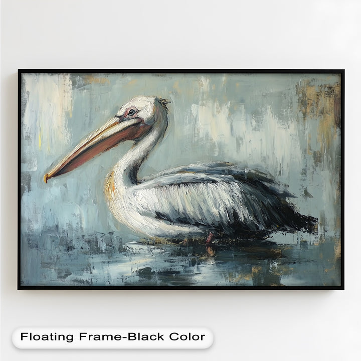 White Pelican Resting by the Water - Animal Oil Painting