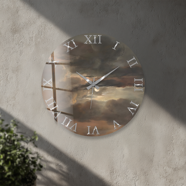 Storm Clouds Glass Wall Clock – Moody Sky Wall Decor