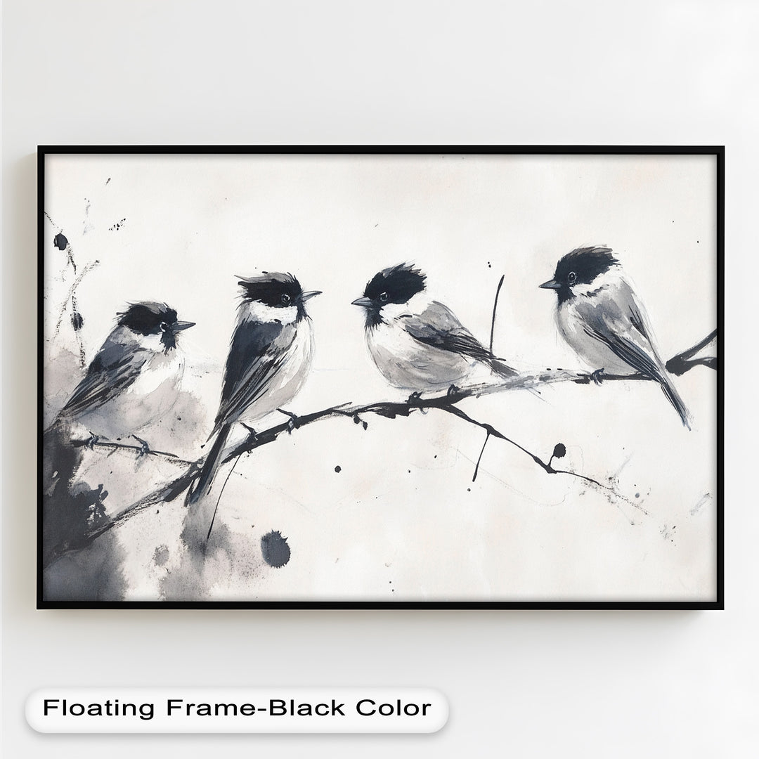 Monochromes Quartett – Vogel-Ölgemälde