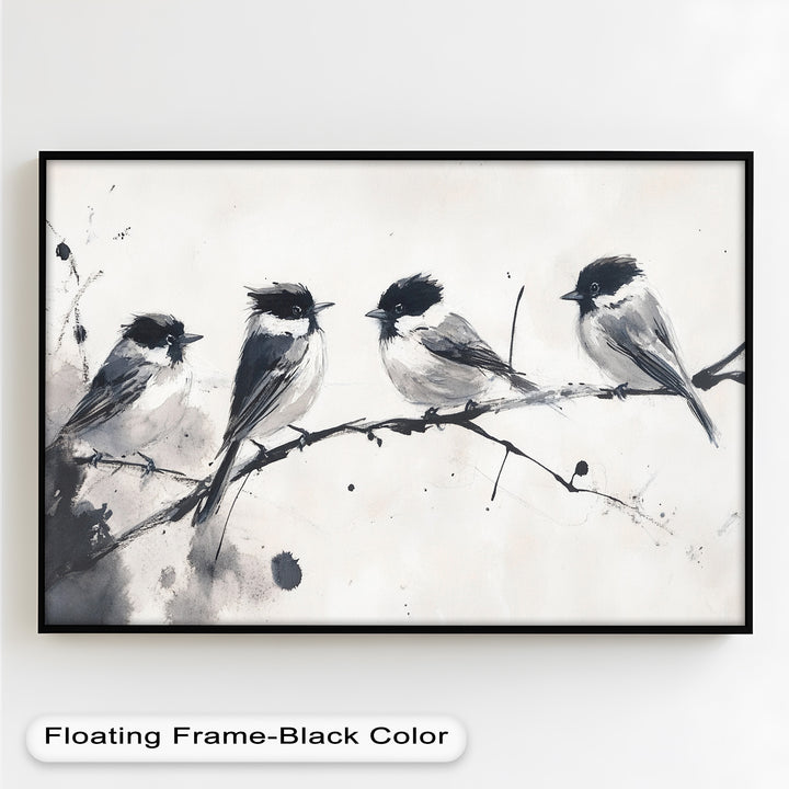 Monochromes Quartett – Vogel-Ölgemälde