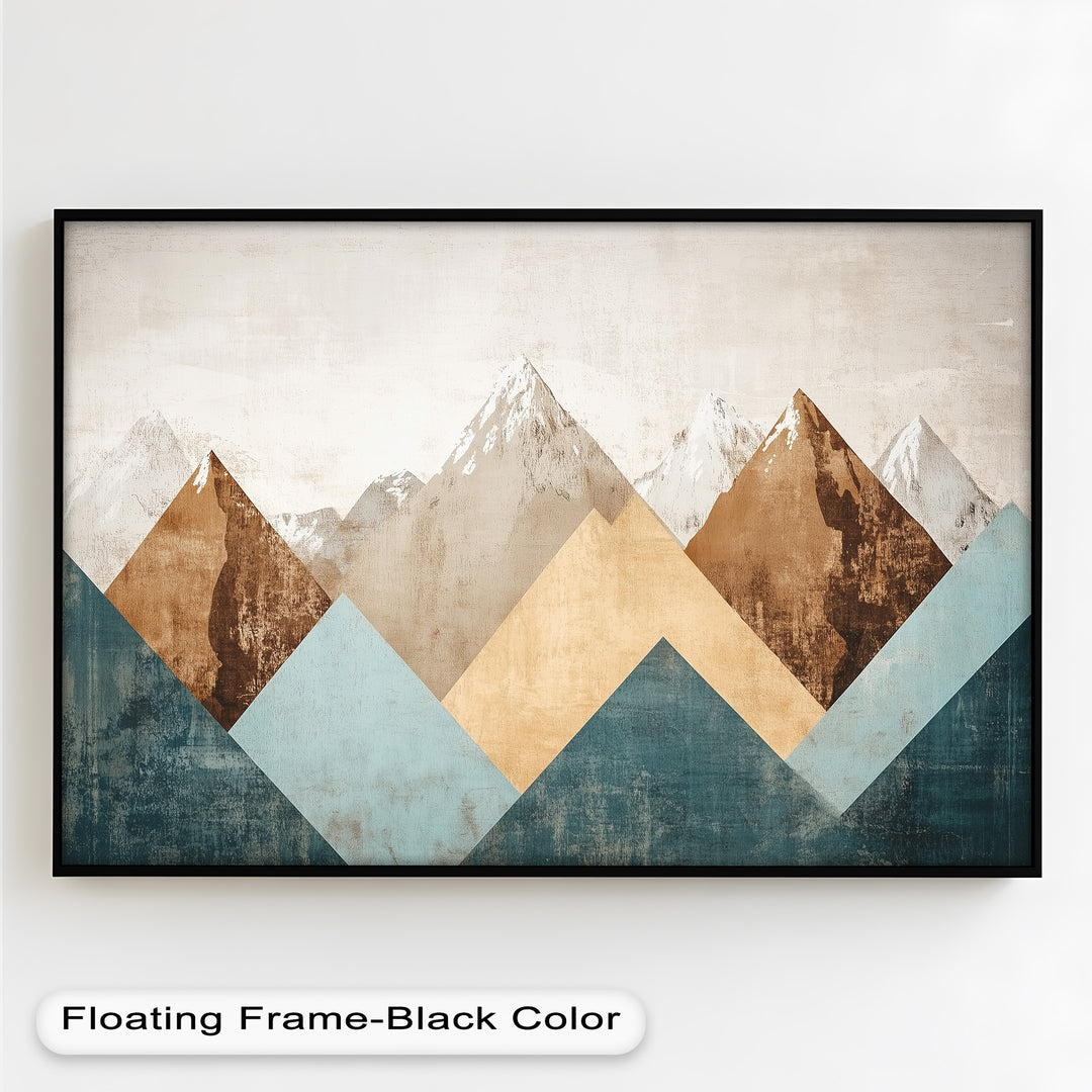 A unique abstract mountain landscape with angular peaks and soft, weathered textures, creating a sophisticated and artistic composition.
