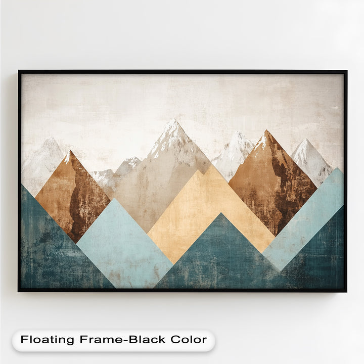 A unique abstract mountain landscape with angular peaks and soft, weathered textures, creating a sophisticated and artistic composition.