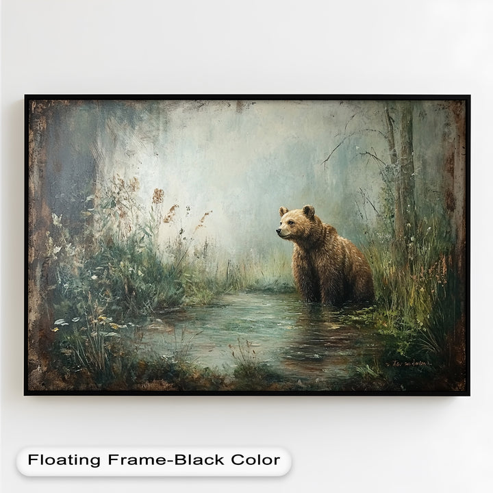 Brown Bear by the Water - Animal Oil Painting