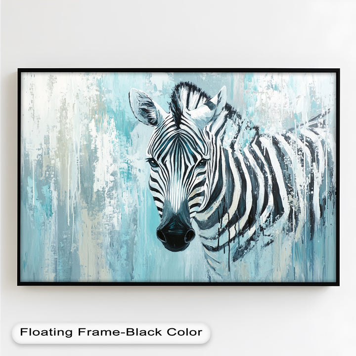 Zebra in Blue Abstract Style - Animal Oil Painting