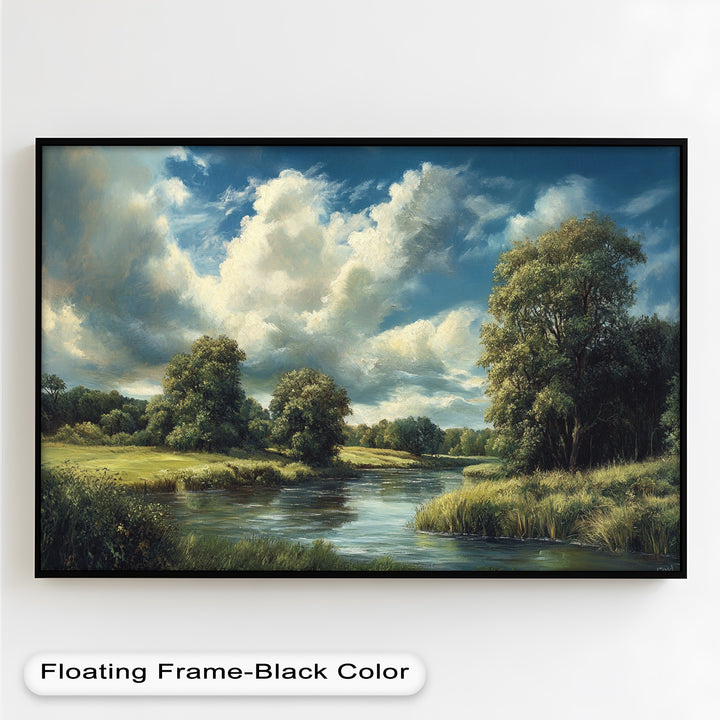 River Landscape Painting – Framed Oil Painting
