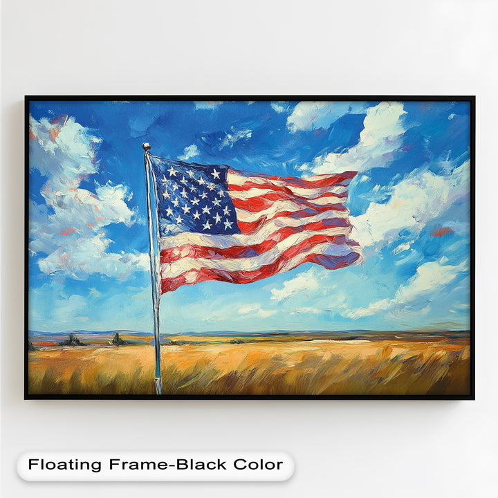 Amerikanische Flagge auf dem Land – Patriotisches Ölgemälde