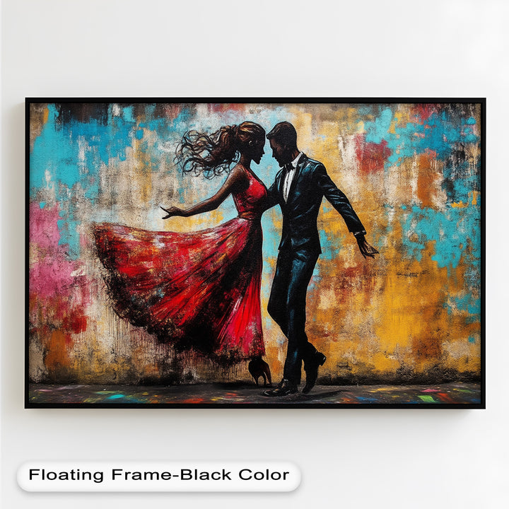 Whirl of Passion – Dancing Lovers in Red Love Oil Painting