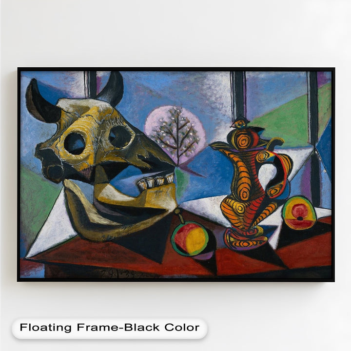 Stillleben mit Totenkopf und Krug – Symbolisches kubistisches Picasso-Ölgemälde
