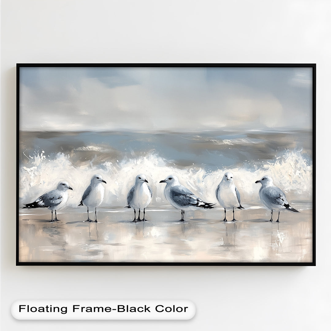 Seagulls and Surf – Bird Oil Painting