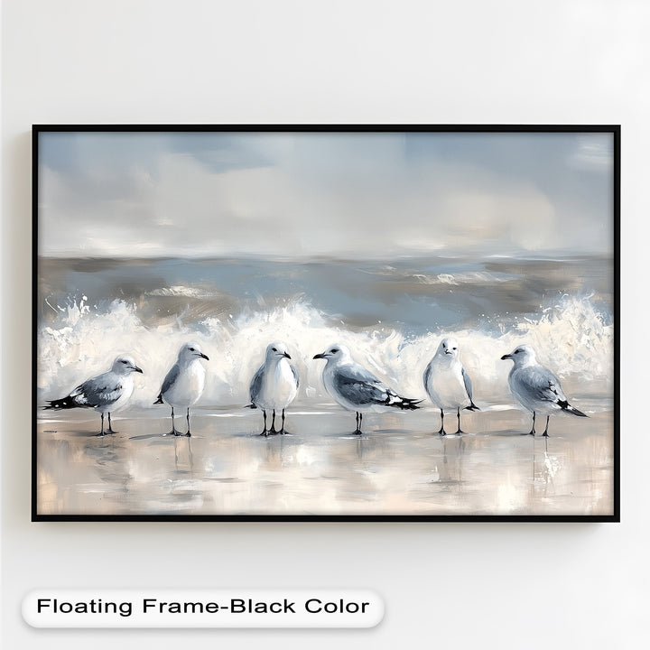 Seagulls and Surf – Bird Oil Painting