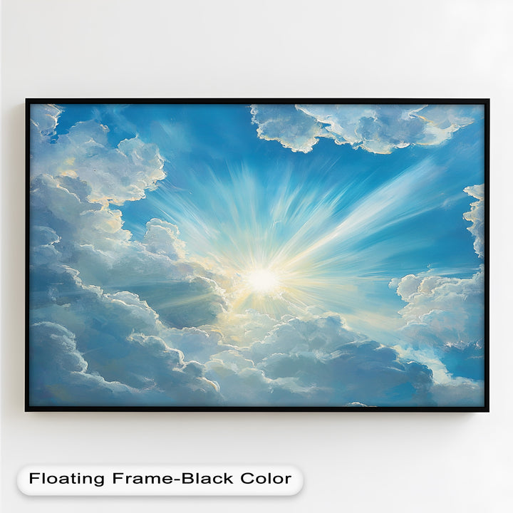 Heavenly Clouds and Radiant Sun – Luminous Sky Oil Painting