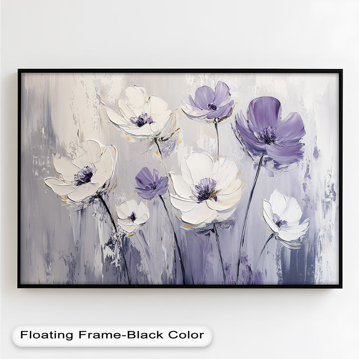 White and Purple Wildflowers in Soft Harmony - Flower Oil Painting