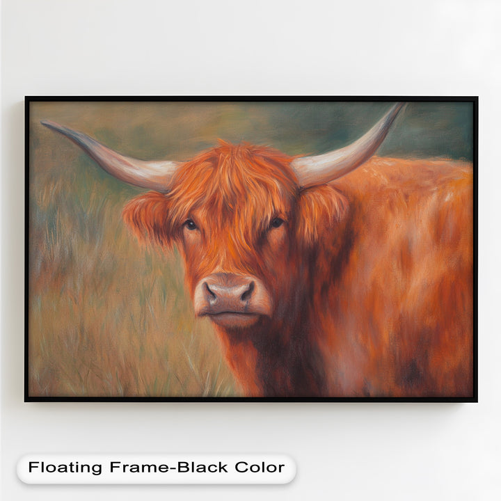 Highland Cow Oil Painting – Warm Animal Wall Art