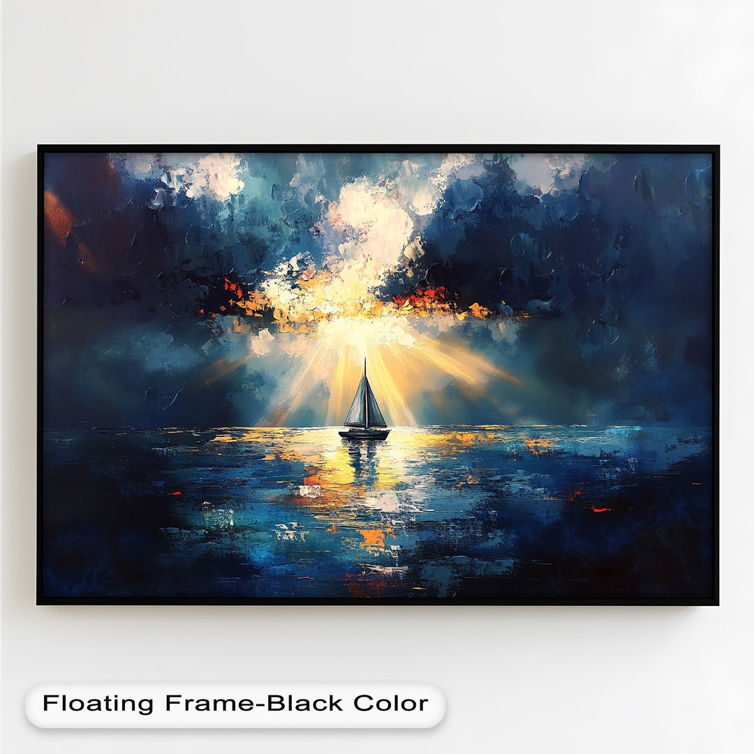 Radiant Horizon – Sailboat at Sunset Oil Painting
