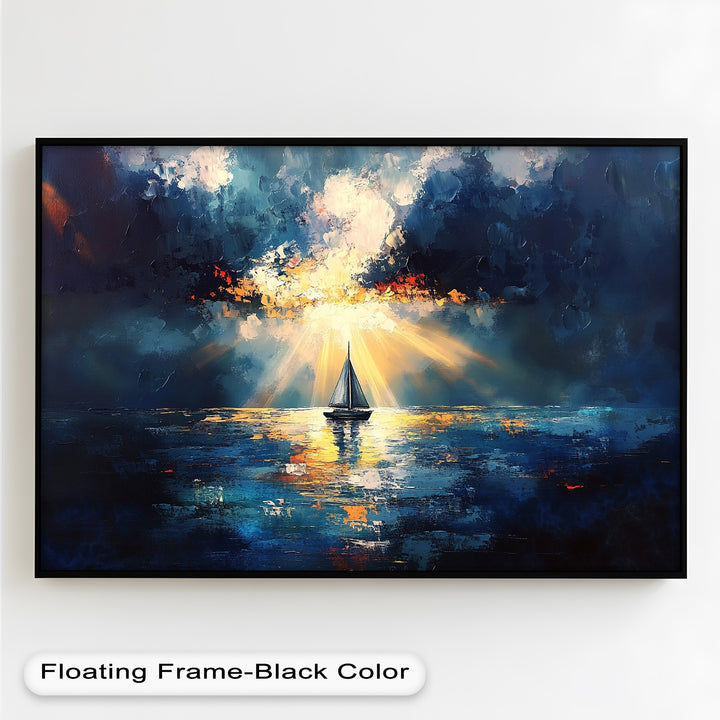Radiant Horizon – Sailboat at Sunset Oil Painting