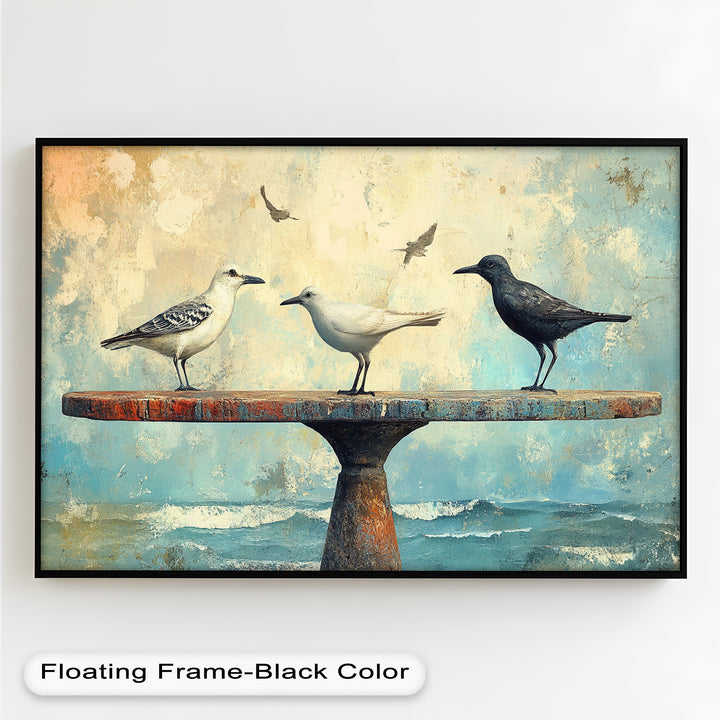 Surreal Birds on Pedestal – Animal Oil Painting