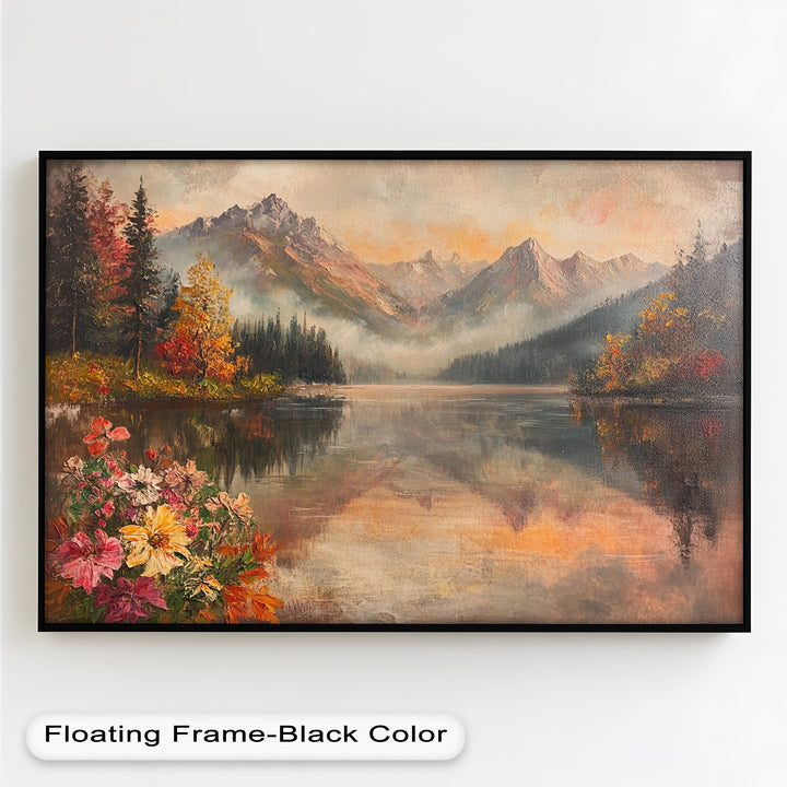 Mountain Lake in Autumn – Serene Seasonal Oil Painting