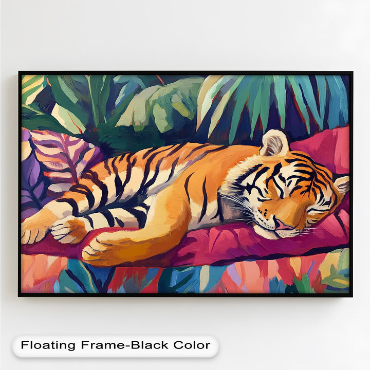 Resting Tiger Oil Painting – Fauvist Jungle Art