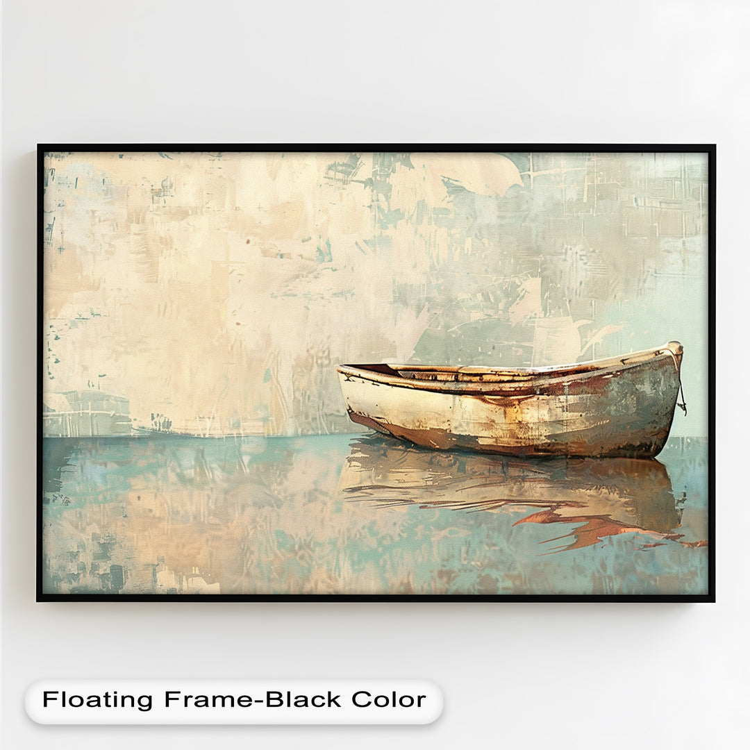 Old Wood Boat – Framed Oil Painting