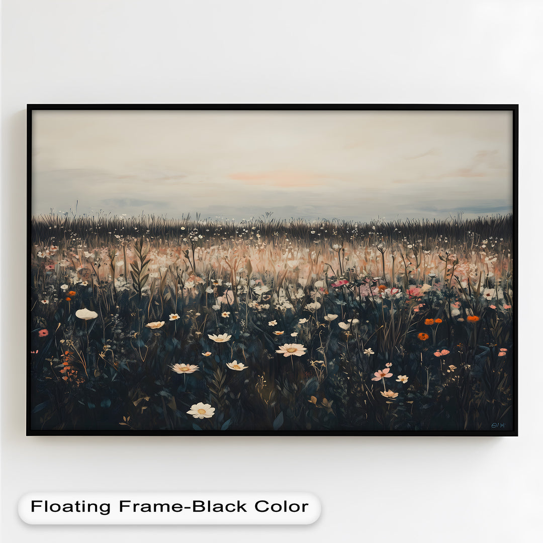 Wildflower Horizon – Framed Oil Painting
