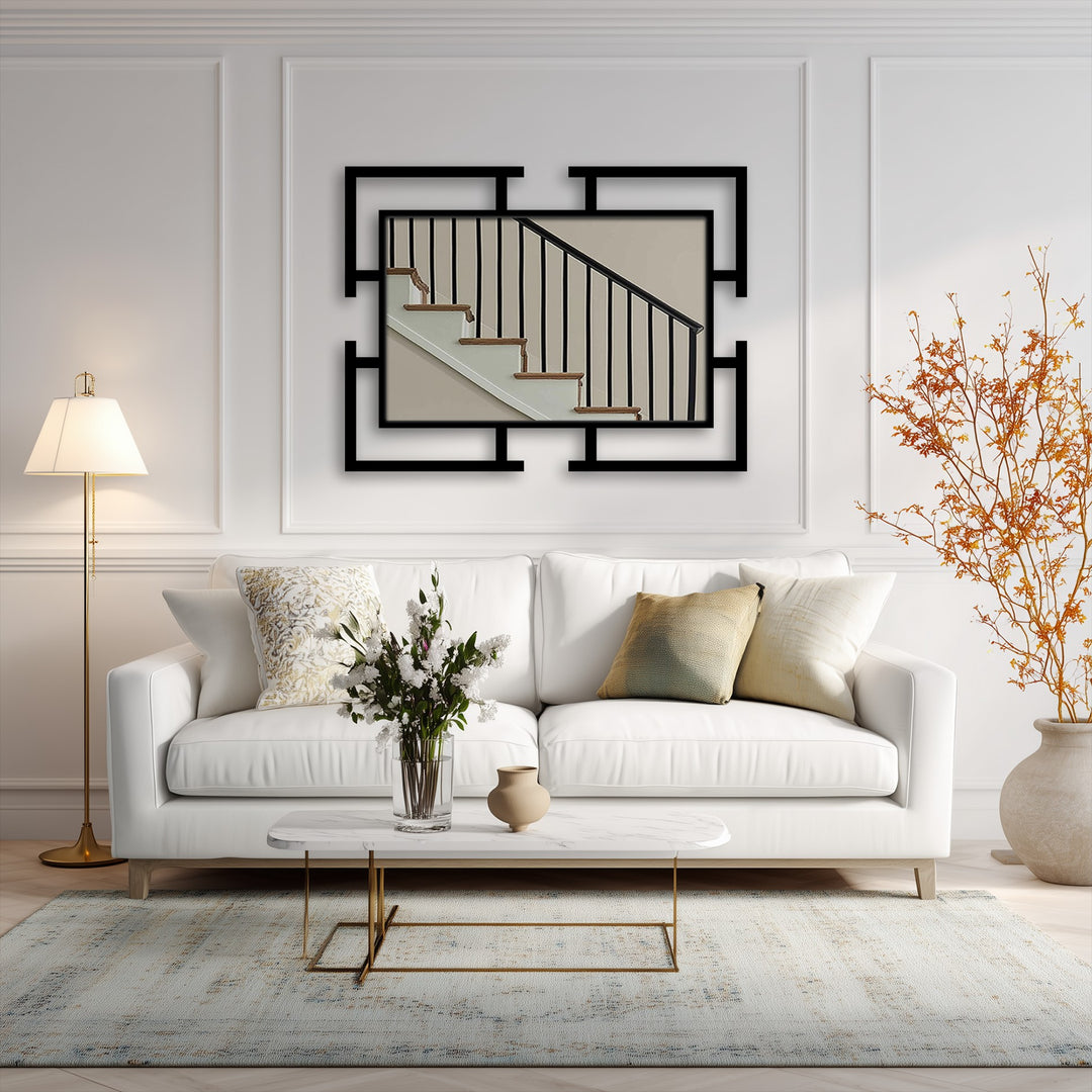 open design metal wall art mirror