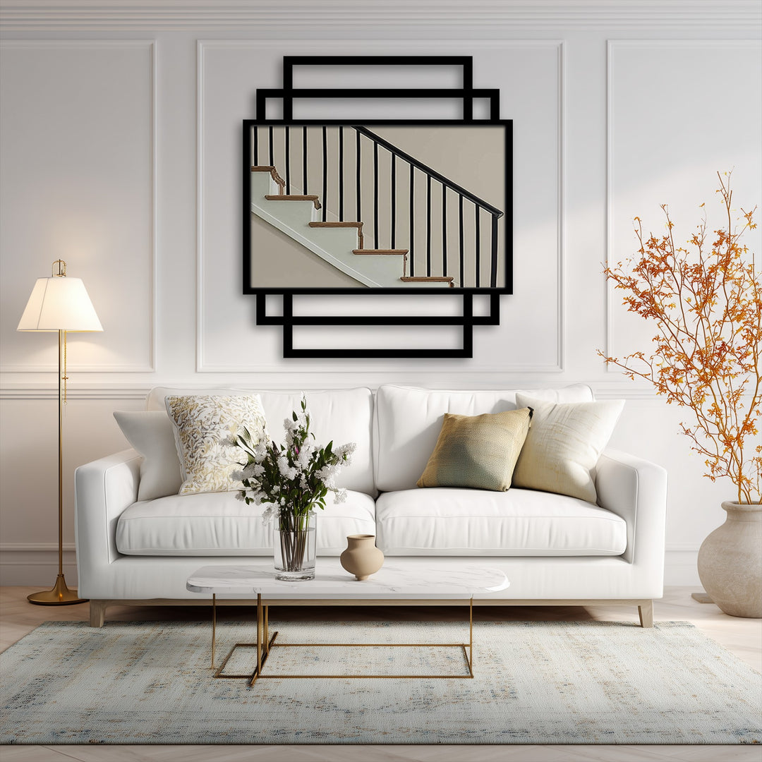 geometric layered wall mirror design
