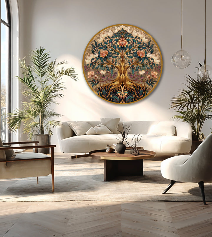 Featuring rich color saturation, this ornate bloom oil painting art piece presents a decorative floral tree design with captivating depth and vibrant tones.