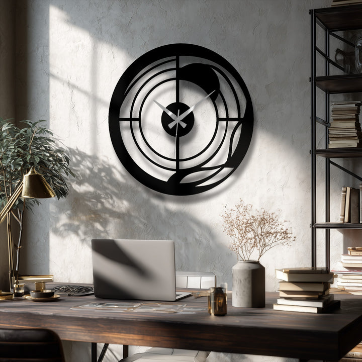 Crafted from durable metal, the abstract spiral wall clock showcases a sleek geometric design, exemplifying high-quality decoration wall art for stylish interiors.