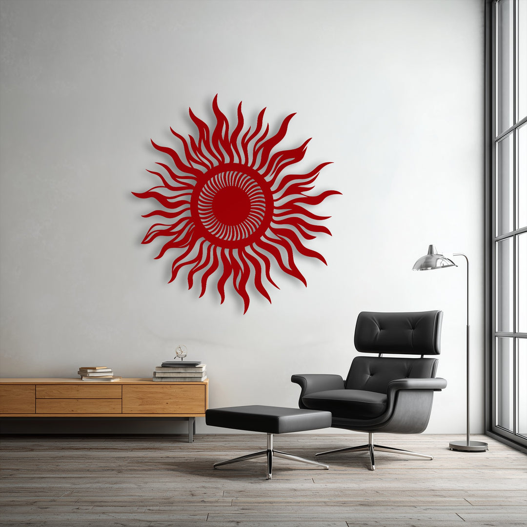 Abstract Sun Metal Wall Art – Modern Celestial Wall Decor