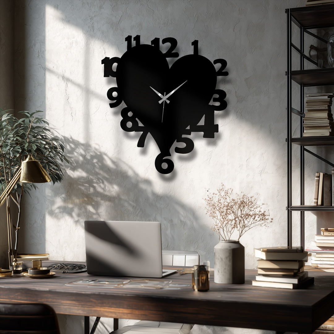 The superior material quality of this heart shape metal wall clock makes it a striking piece of decoration wall art for any space.