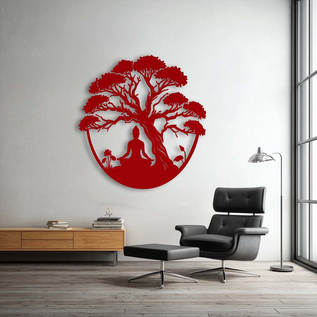 Meditation Tree Metal Wall Art – Zen Yoga Decor
