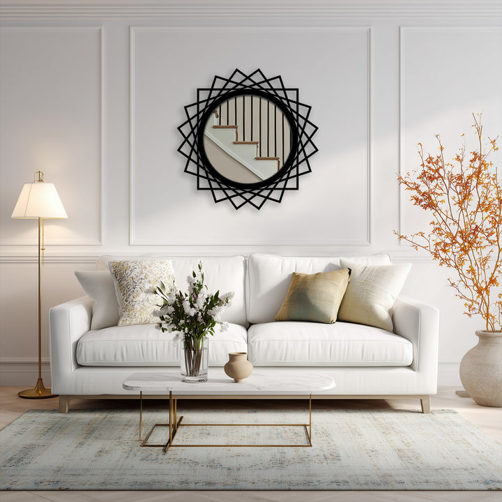 Decorative round wall mirror for entryway