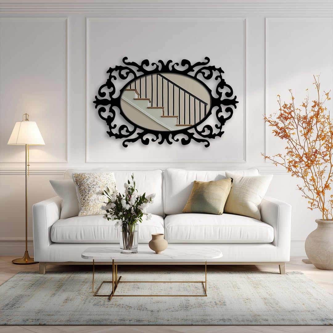 Llave griega redonda decorativa Espejo De Pared – Decoración de pared con espejo clásico moderno