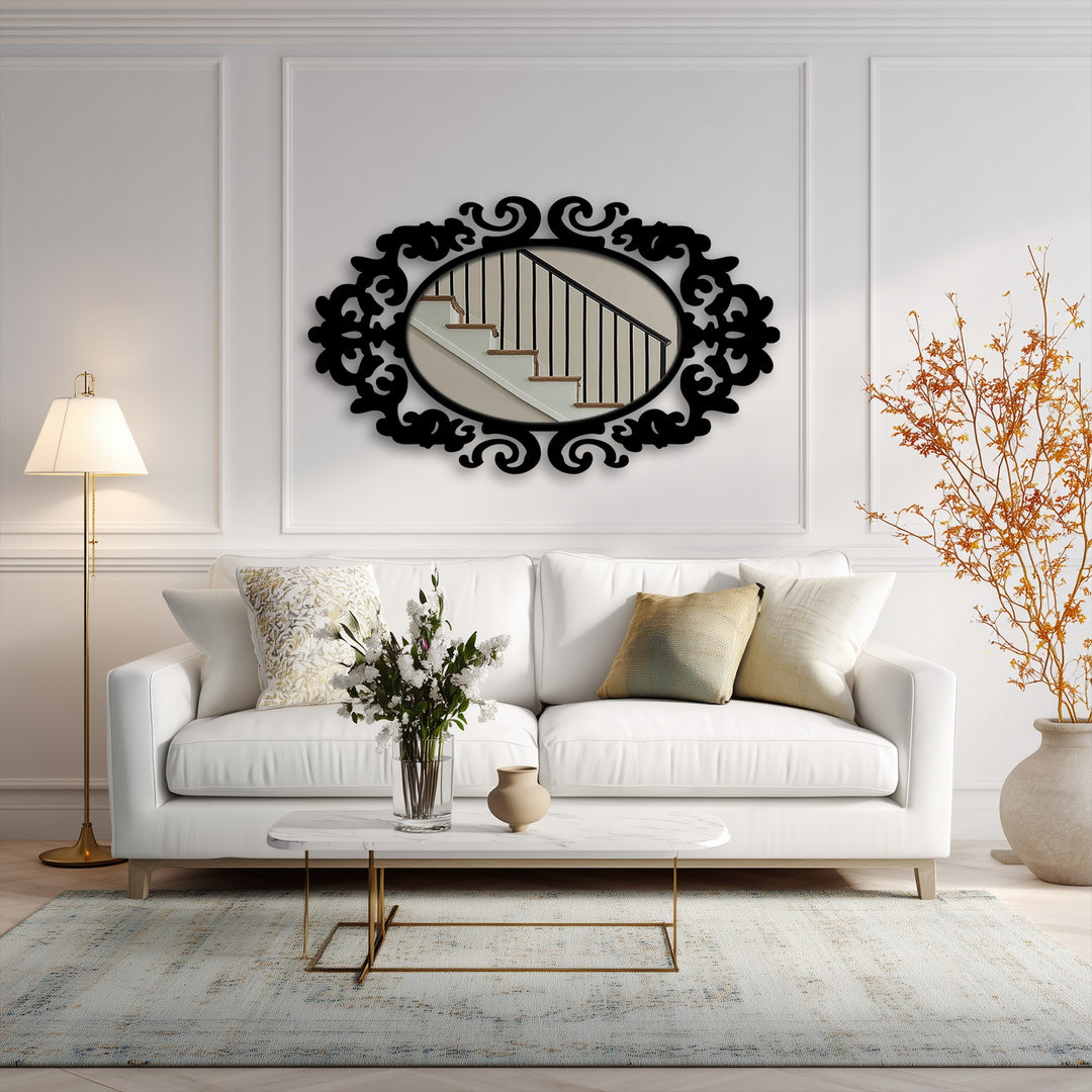 Crafted with a high-quality royal crest ornament frame, this oval floor mirror for wall decor adds an elegant touch to any room.