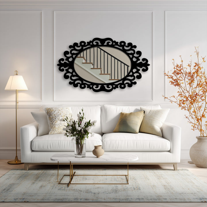 Elegant curves give this Imperial Scroll Accent Oval Floor mirror for wall decor a sense of flowing movement, while the mirror itself offers visual expansion.