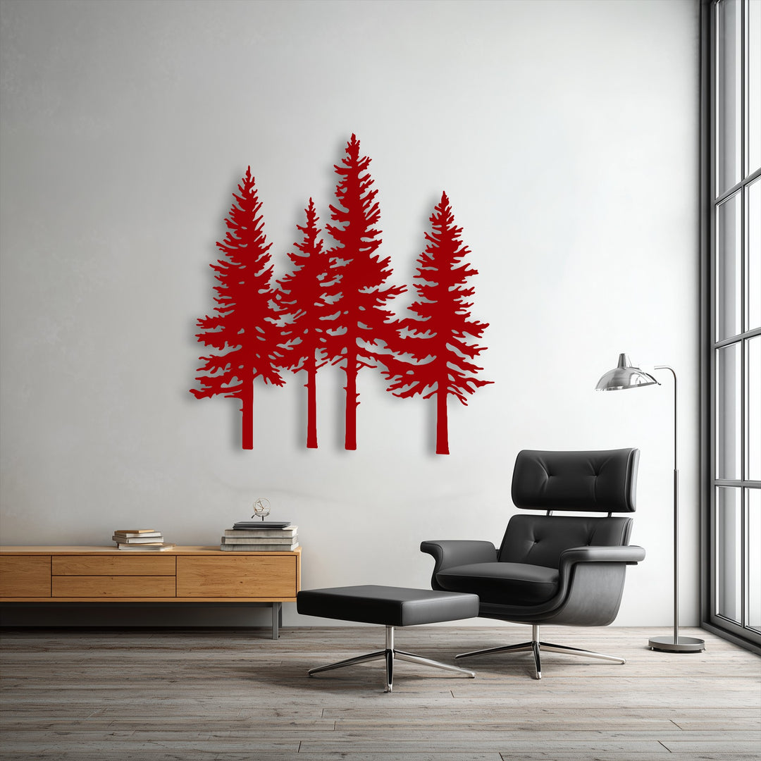 Pine Forest Silhouette Metal Wall Art – Nature Landscape Decor