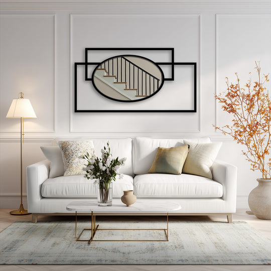 Displaying realistic detail, the interlock geometry oval decorative mirror is presented with modern art lines and a frame that reflects light with precision.