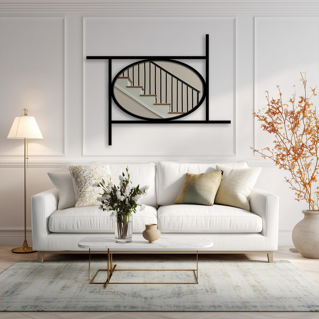 Minimalist geometric oval mirror