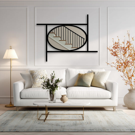 Light creates a captivating interplay of decorating with wall mirrors on this offset frame oval wall mirror, highlighting its minimalist geometry.