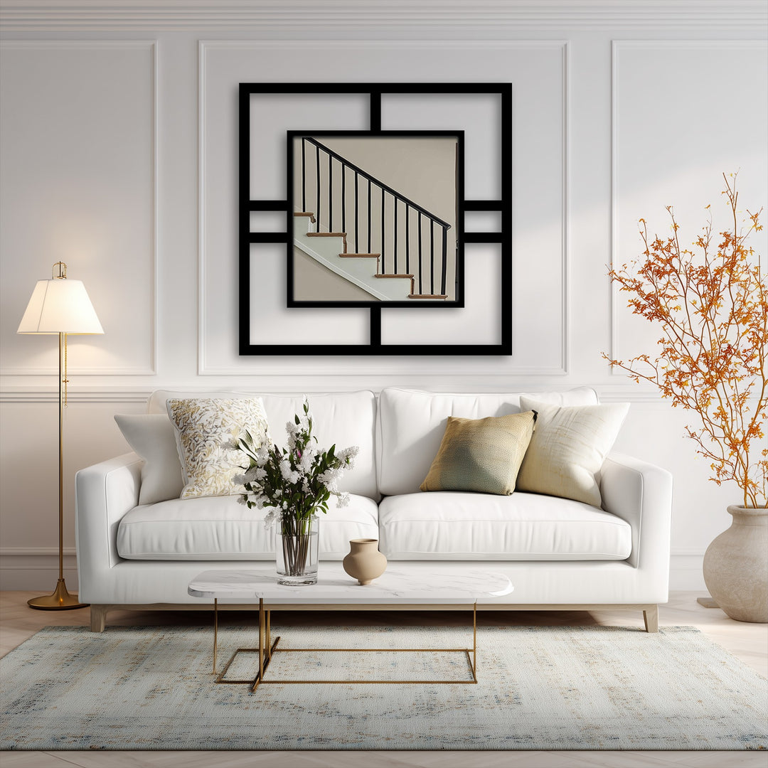 Equilibrio enmarcado – Metal cuadrado moderno Espejo De Pared