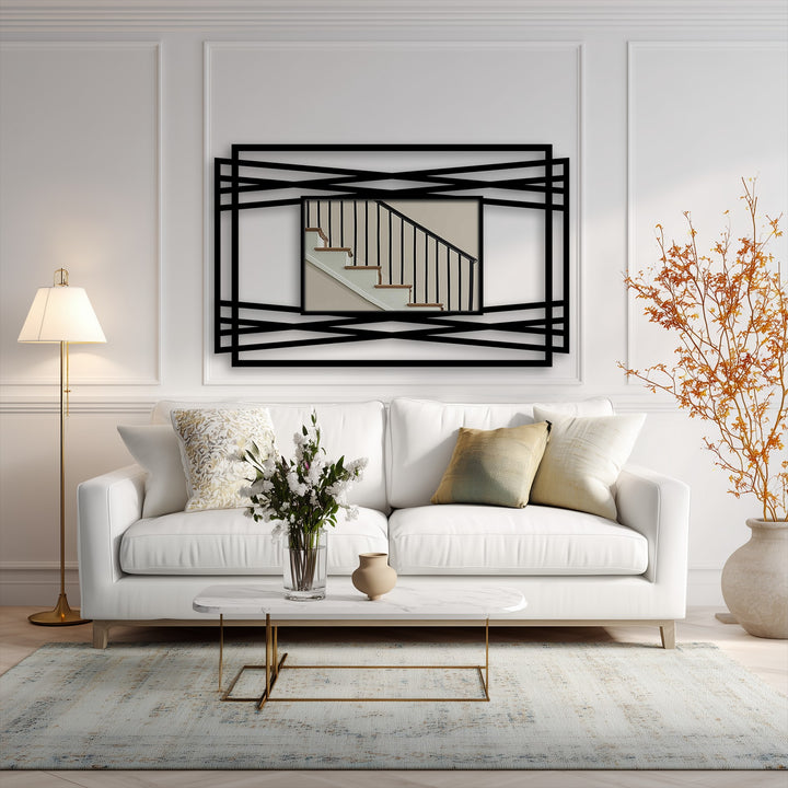 With understated color saturation, the modern black metal frame of this vertical line geometry floor mirror is a stunning decoration wall art piece.
