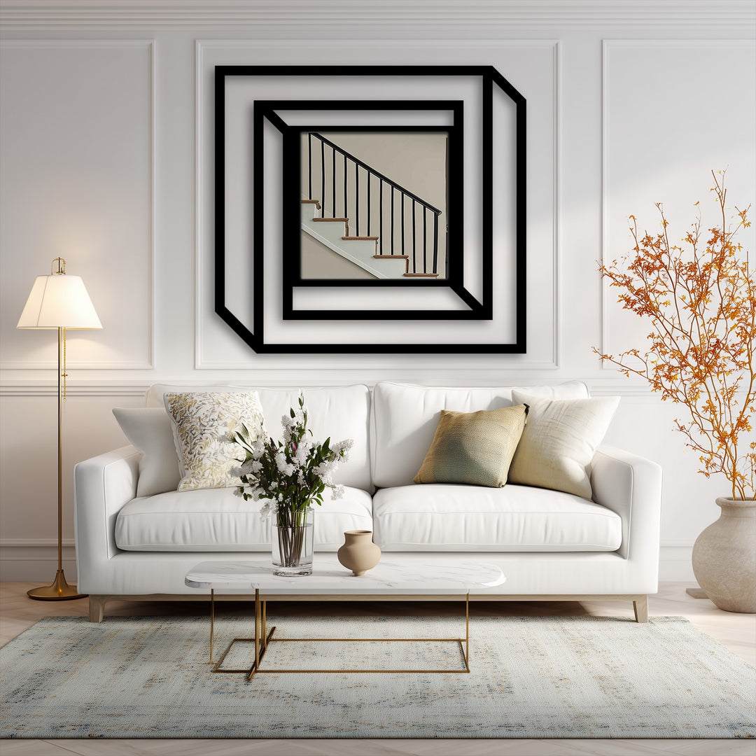 Modern angular metal wall mirror