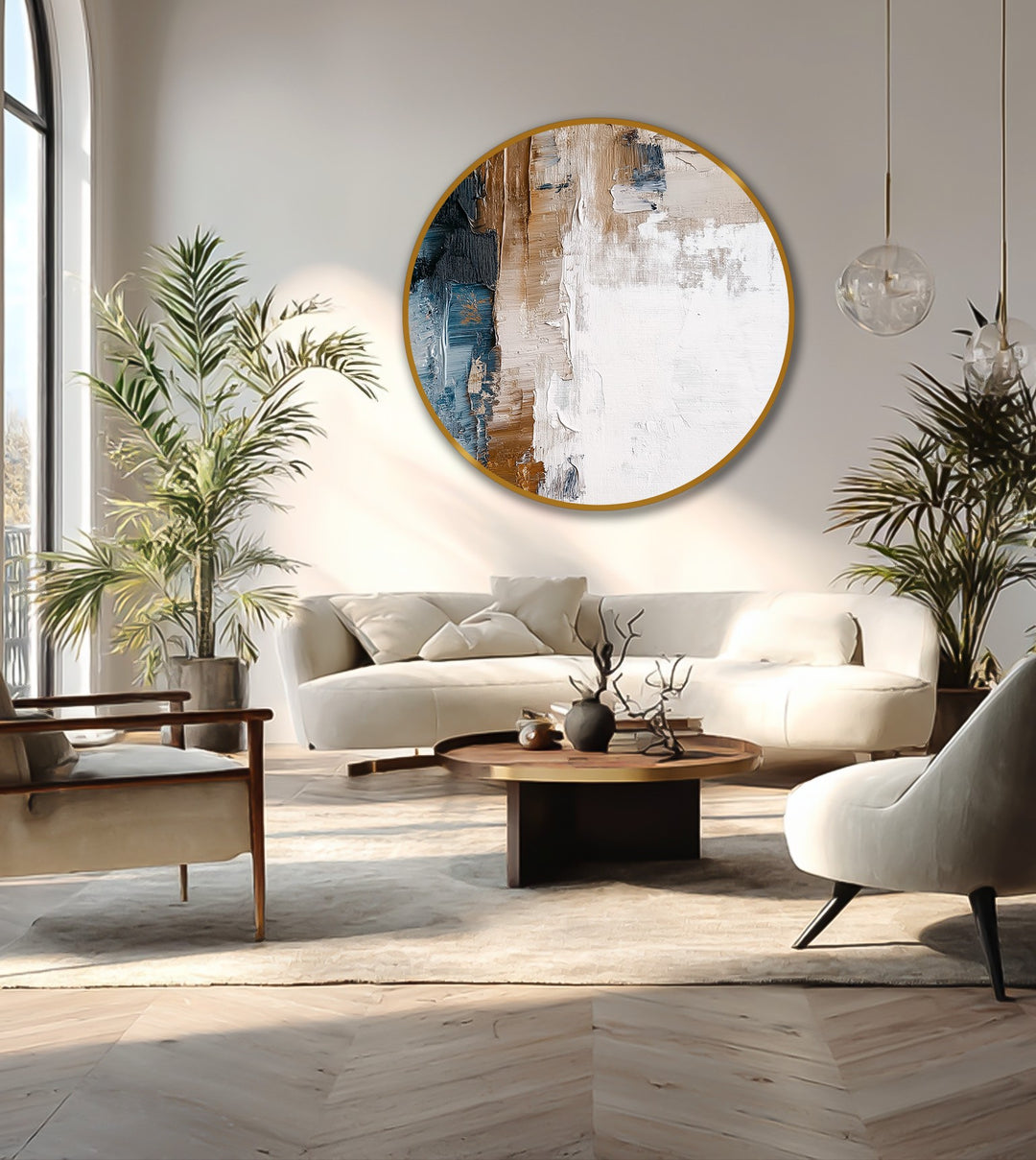 beige abstract wall art