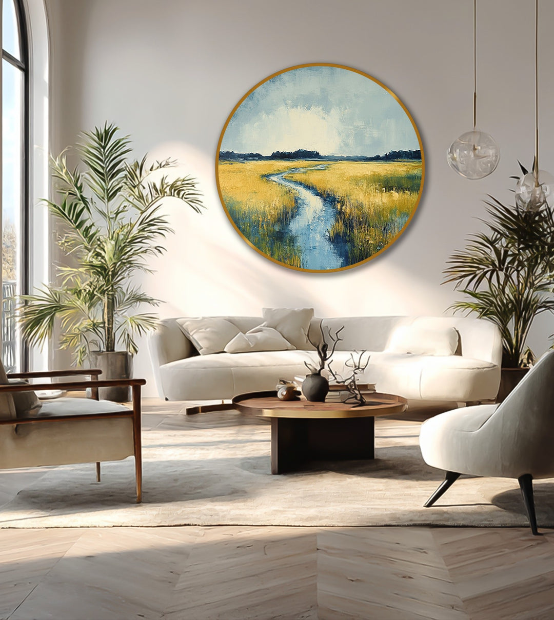 Horizonte Dorado – Pradera Serena Río Redondo Cuadro al óleo