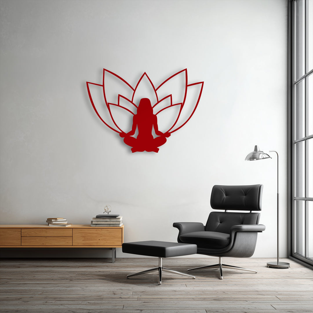 Gracefully portraying a flowing, calm energy, the lotus meditation silhouette metal wall art serves as beautiful decorative metal art.