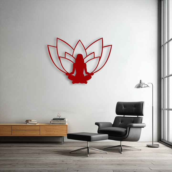 Gracefully portraying a flowing, calm energy, the lotus meditation silhouette metal wall art serves as beautiful decorative metal art.